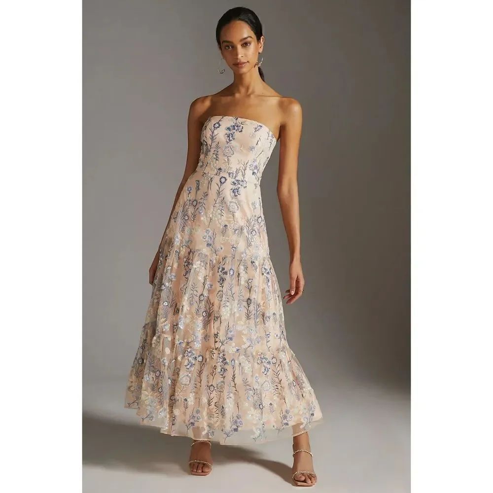 Anthropologie - Shoshanna Strapless Mesh Midi Dress